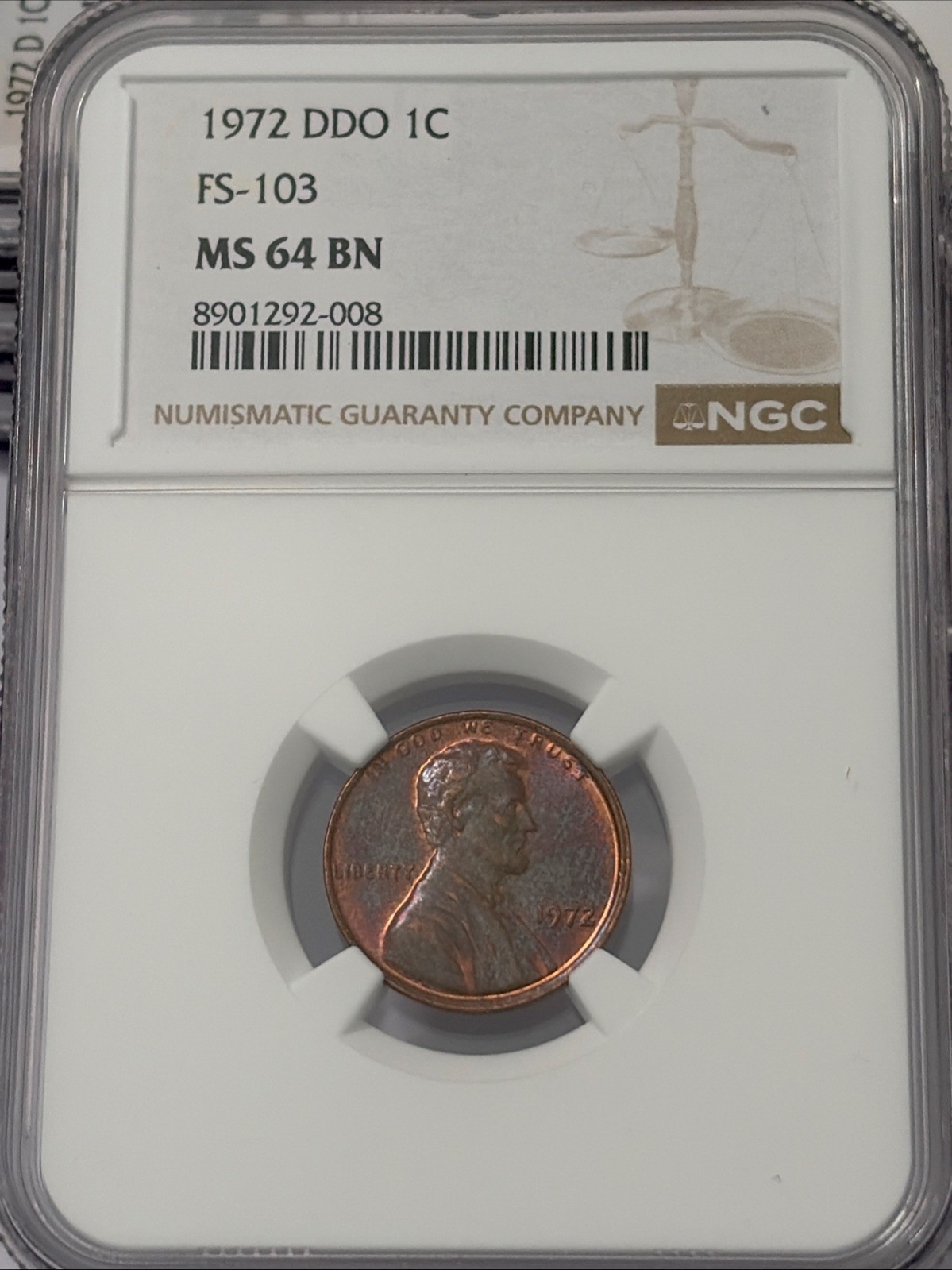 1972 DDO 1c FS-103 NGC MS 64 BN Lincoln Penny Coin