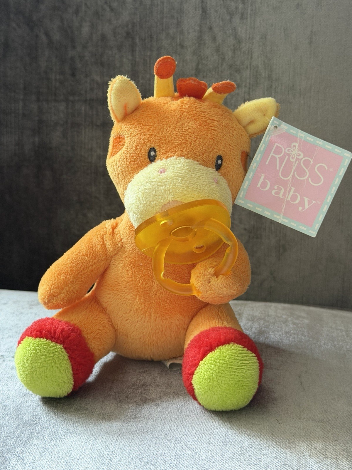 New Russ Berrie Giraffe Pacifier Plush Babies Love To Learn Baby Stuffed Animal