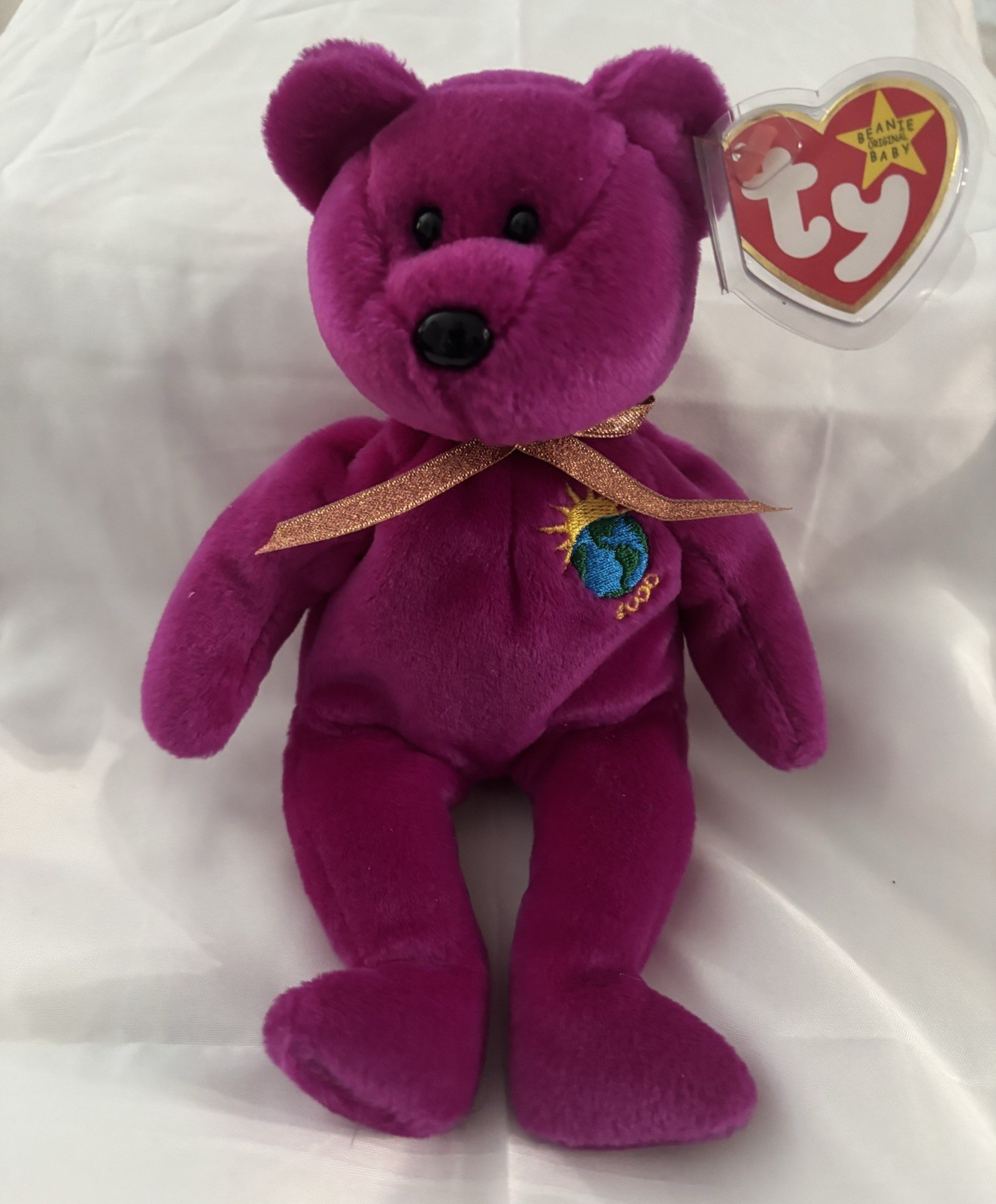 Ty Beanie Babies Millennium Bear Plush Toy - Purple Ty Beanie Babies Millennium Bear Plush Toy - Purple