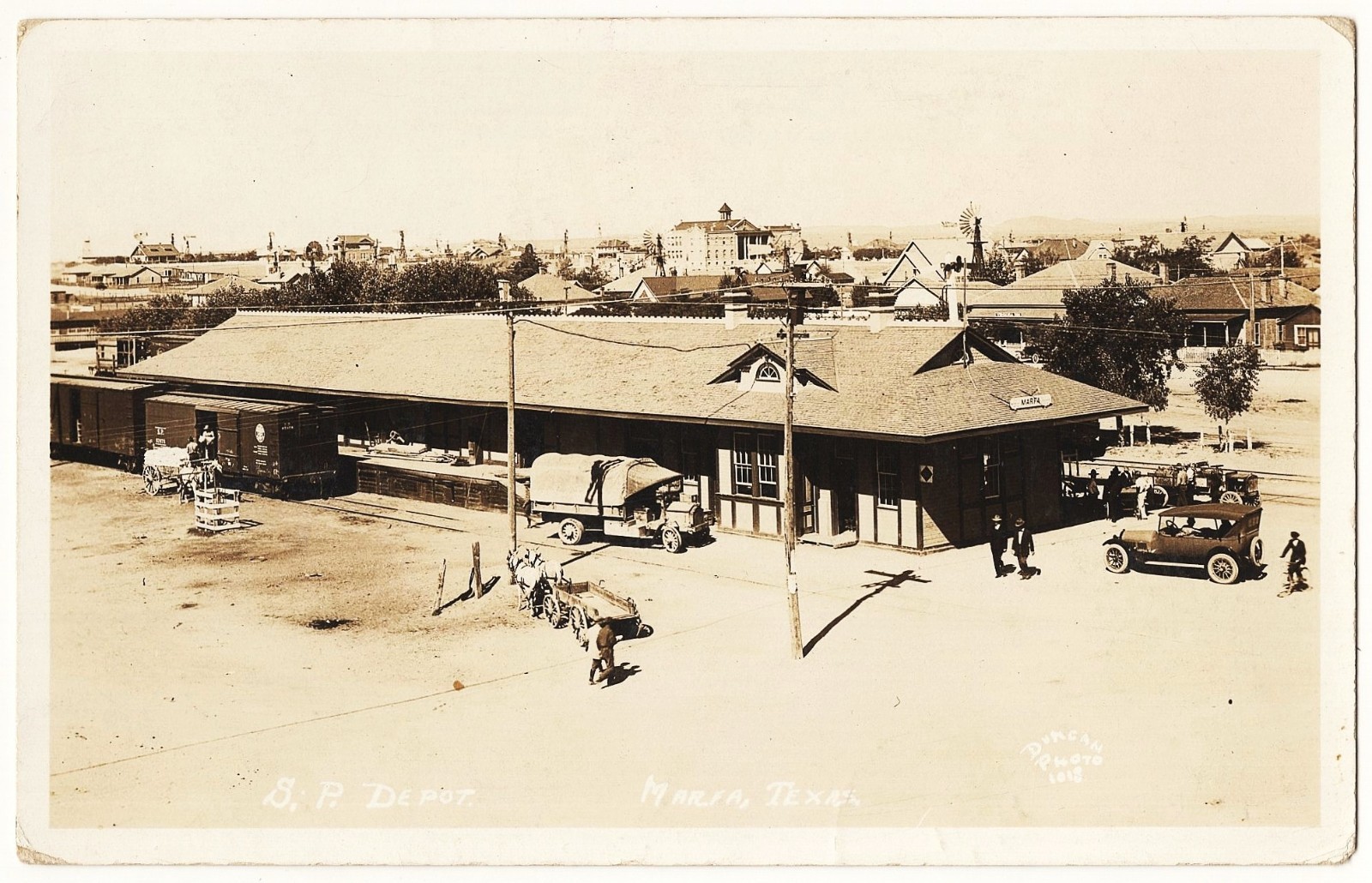 real photo Marfa TX Presidio County - S. P. Depot train station mailed 1917 RPPC real photo Marfa TX Presidio County - S. P. Depot train station mailed 1917 RPPC