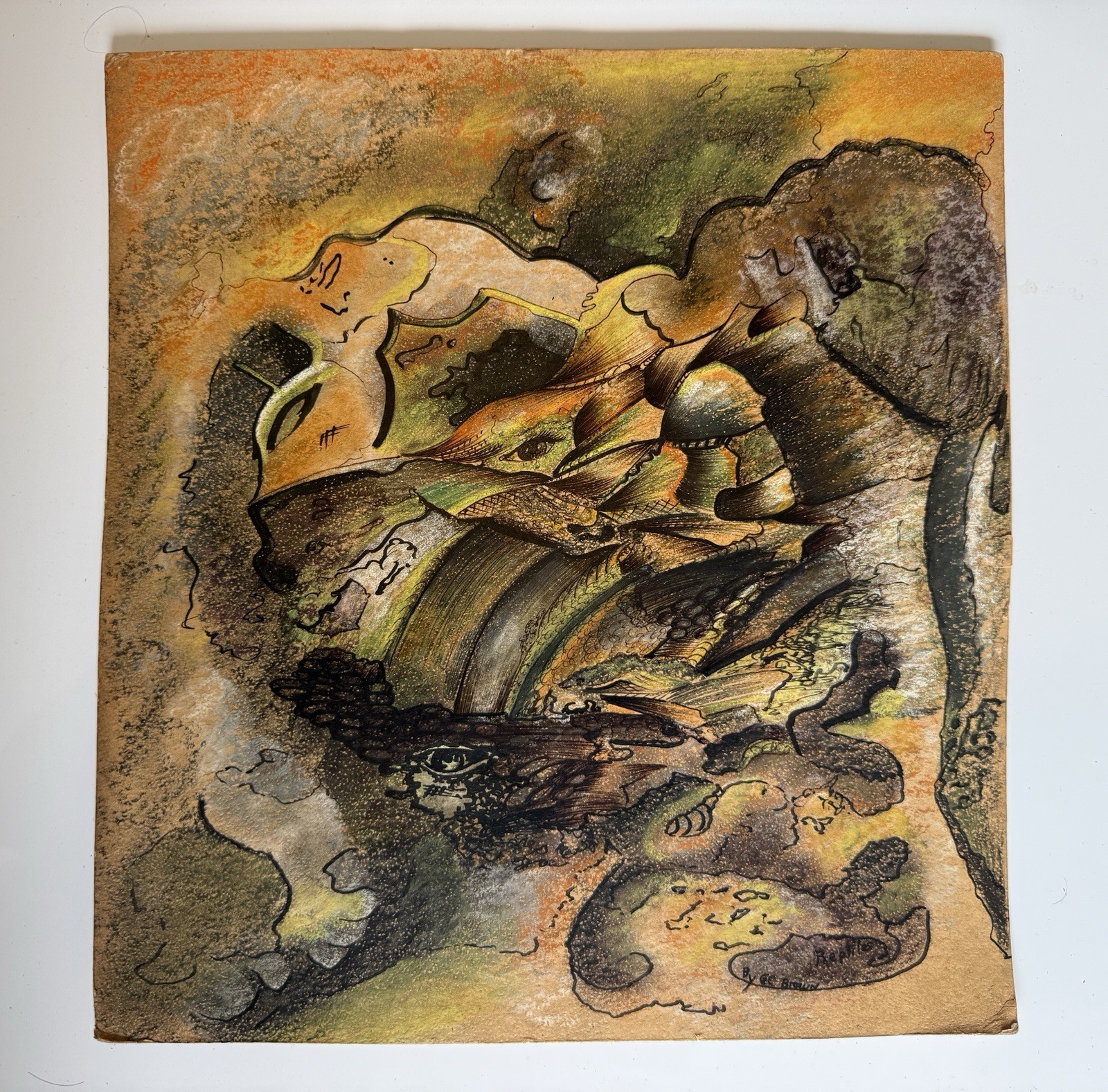 Gene Carroll Brown REPTILES 1973 Original Texas Prison Outsider Art Huntsville