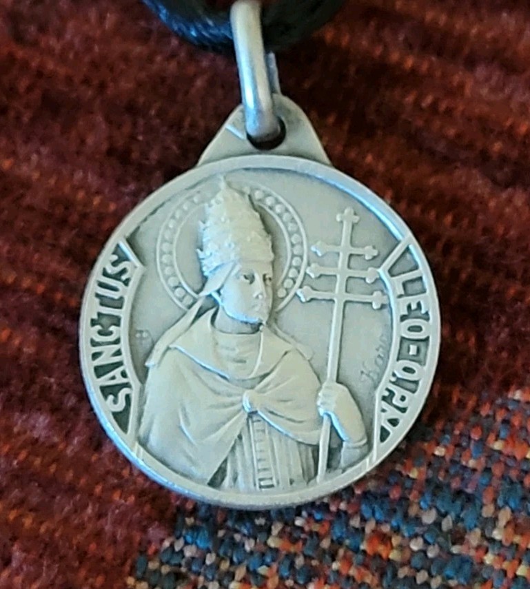St. Pope Leo I Sterling Vintage & New Medal Catholic France Karo A. Penin