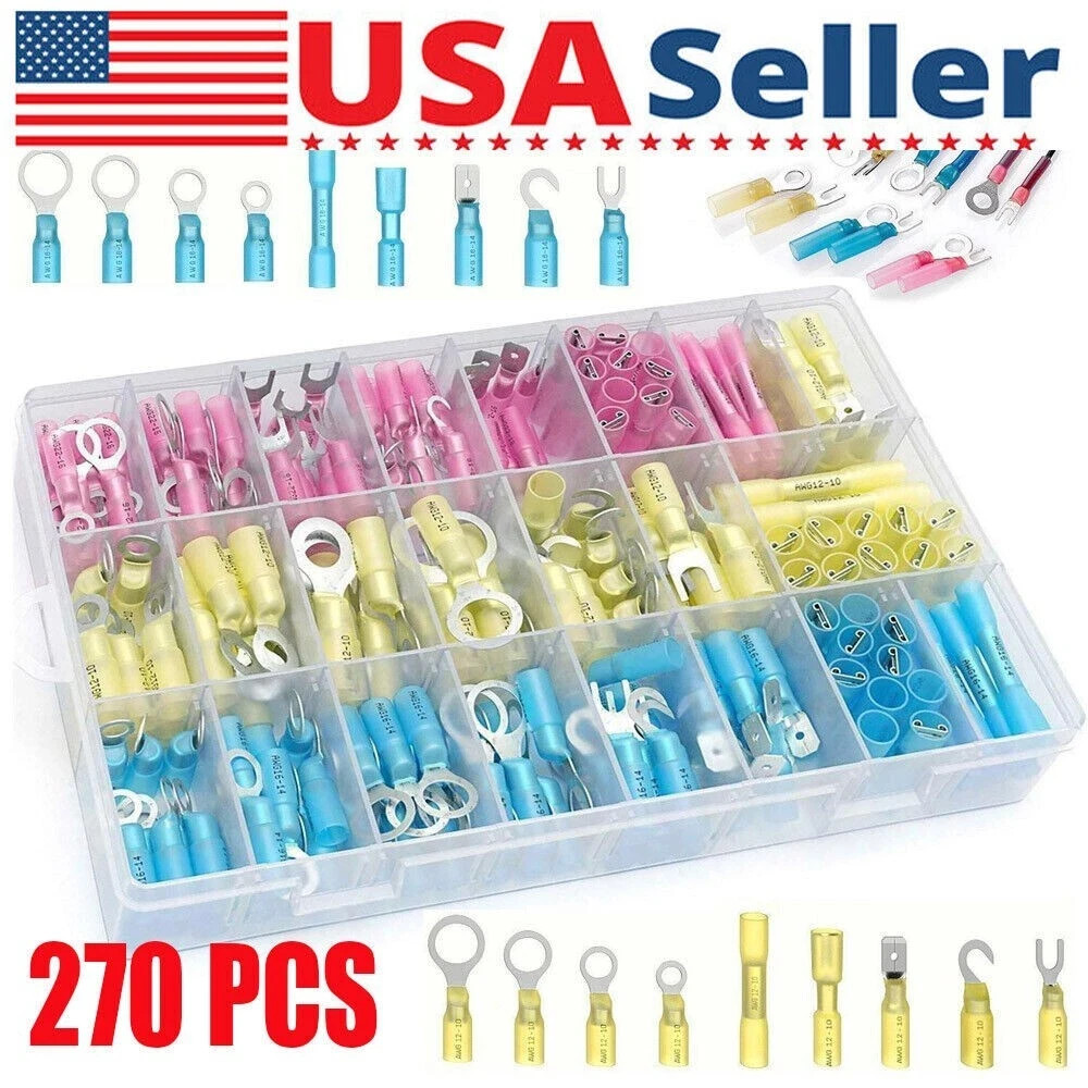 Heat Shrink Wire Connector DIY Kit 270PCS Waterproof Marine Automotive Terminals Heat Shrink Wire Connector DIY Kit 270PCS Waterproof Marine Automotive Terminals