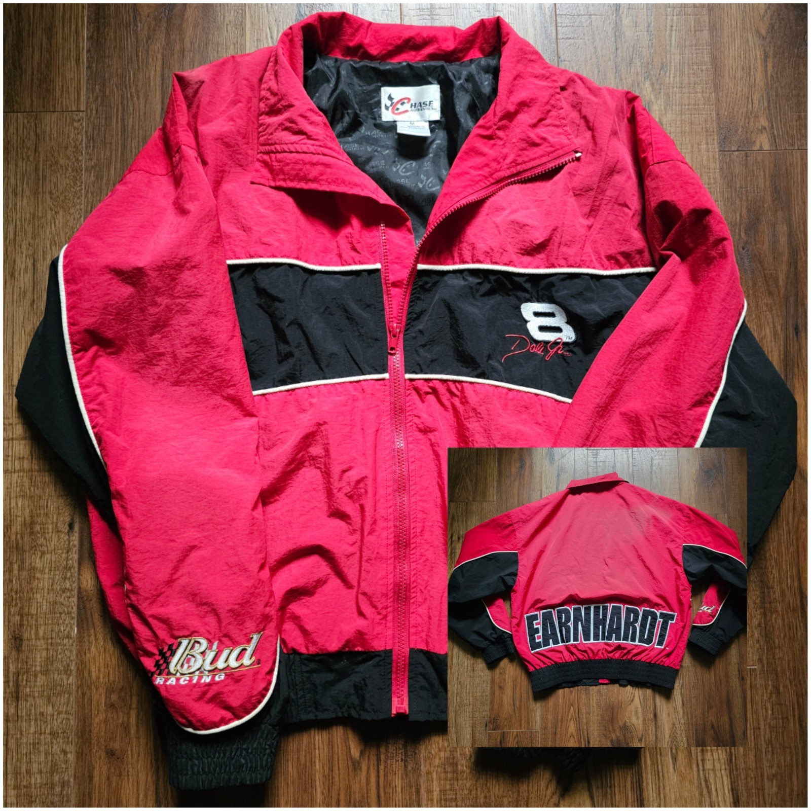 Vintage Dale Earnhardt Jr 8 Budweiser NASCAR Jacket Authentic Windbreaker M Mens