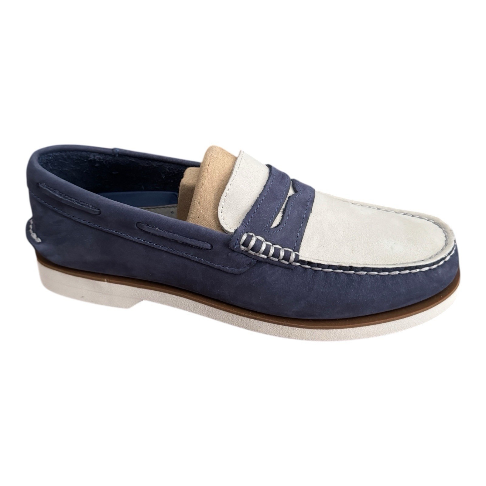 Sperry Authentic Original Penny Loafer Men\'s 7 Boat Shoes Blue Suede Multi $110