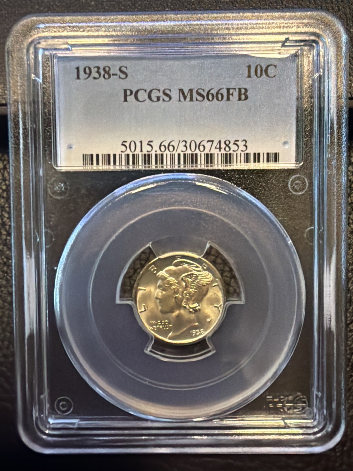 1938-S Mercury Dime PCGS MS66 FB Full Bands Gem BU Silver 10C 1938-S Mercury Dime PCGS MS66 FB Full Bands Gem BU Silver 10C