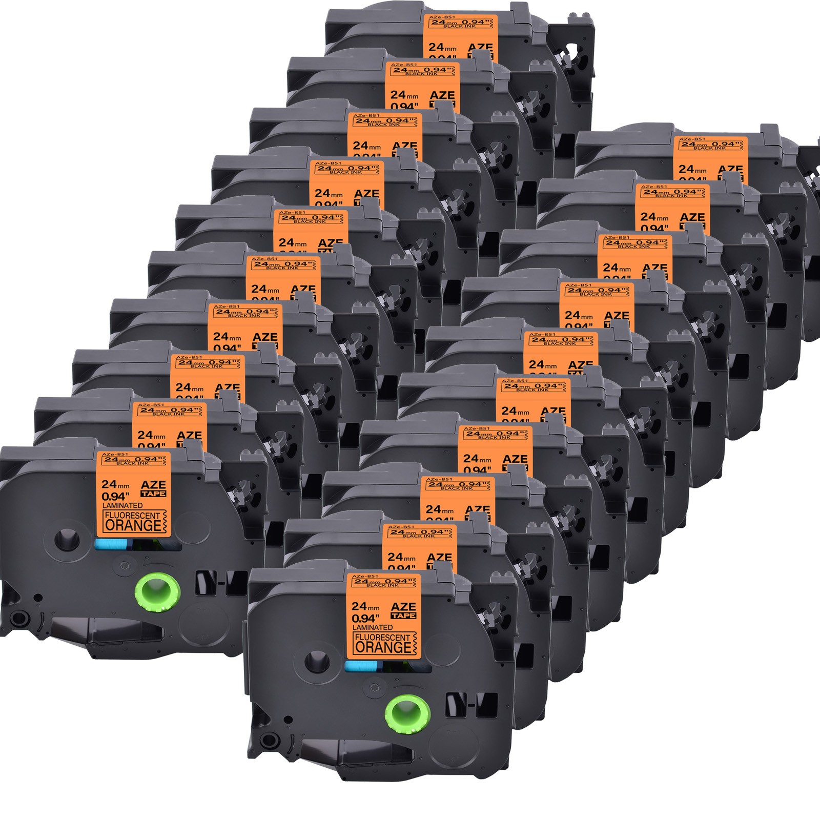 20PK Compatible With Brother Tze TZ-B51 Fluo Orange Label Tape 24mm For PT-9400