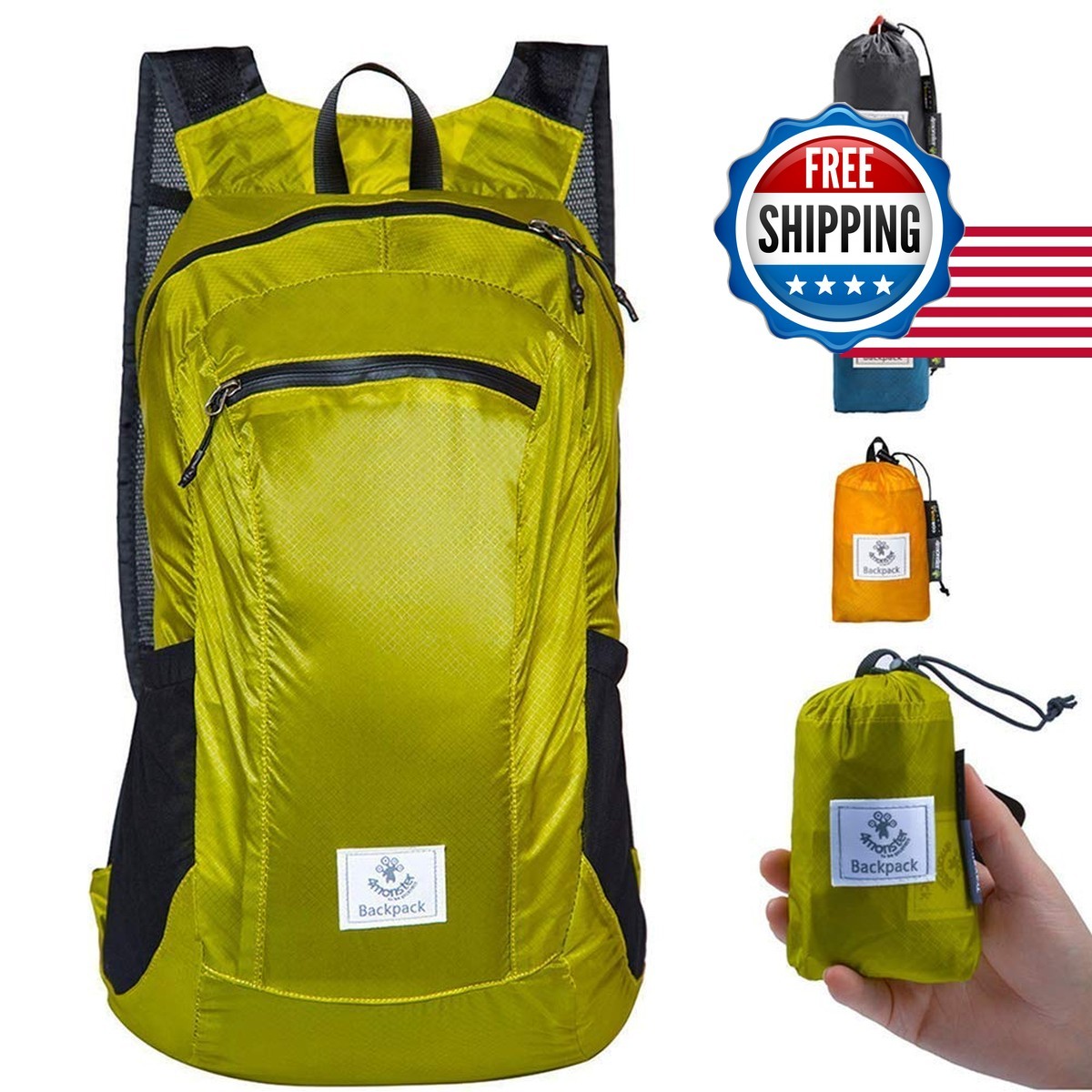 4Monster Hiking Daypack,Water Resistant Lightweight Packable Backpack Travel
