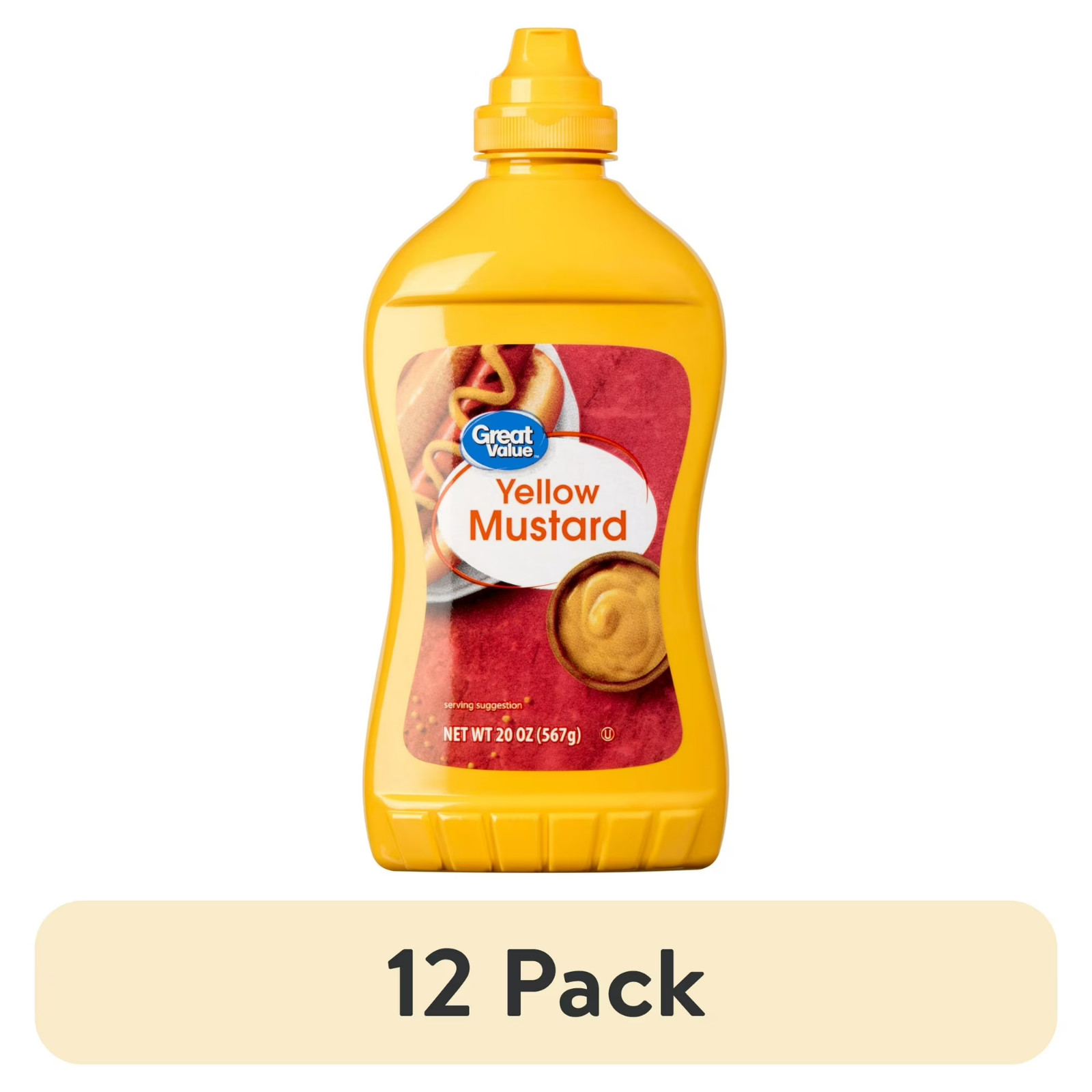 (12 pack) Great Value Yellow Mustard, 20 oz Squeeze Bottle (12 pack) Great Value Yellow Mustard, 20 oz Squeeze Bottle