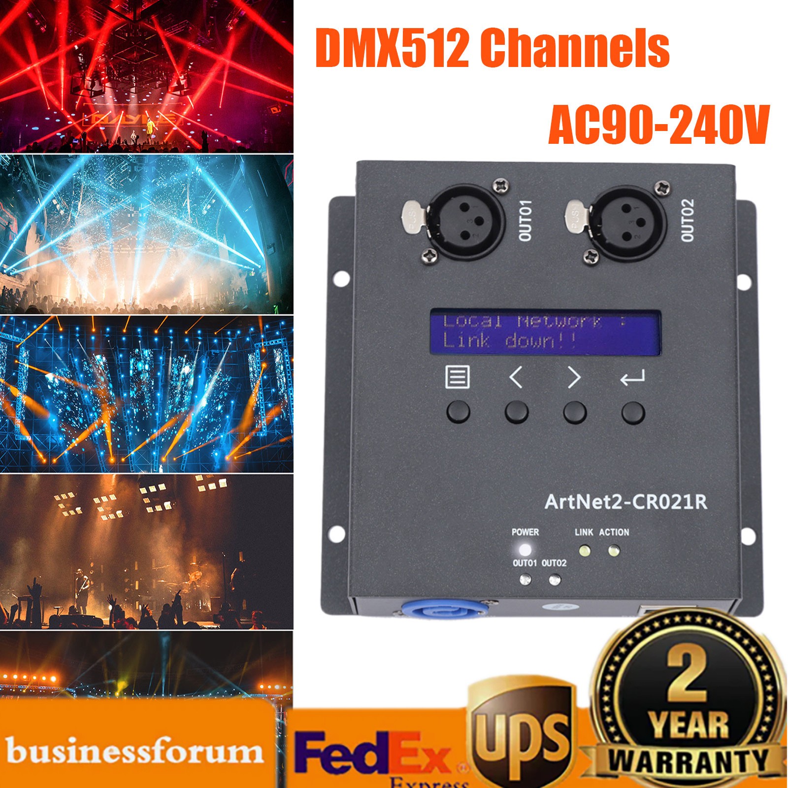 Pknight ArtNet DMX 512 Ethernet Lighting Controller Interface 100Mbps 2 Universe