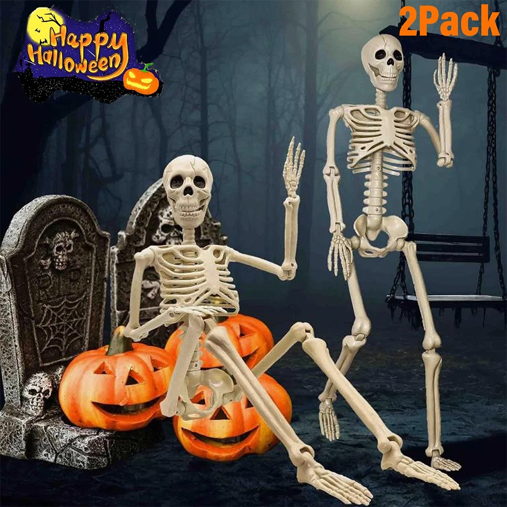 2Pack 5.4ft Halloween Skeleton Full Body Life Size Skeleton Bones Movable Joints