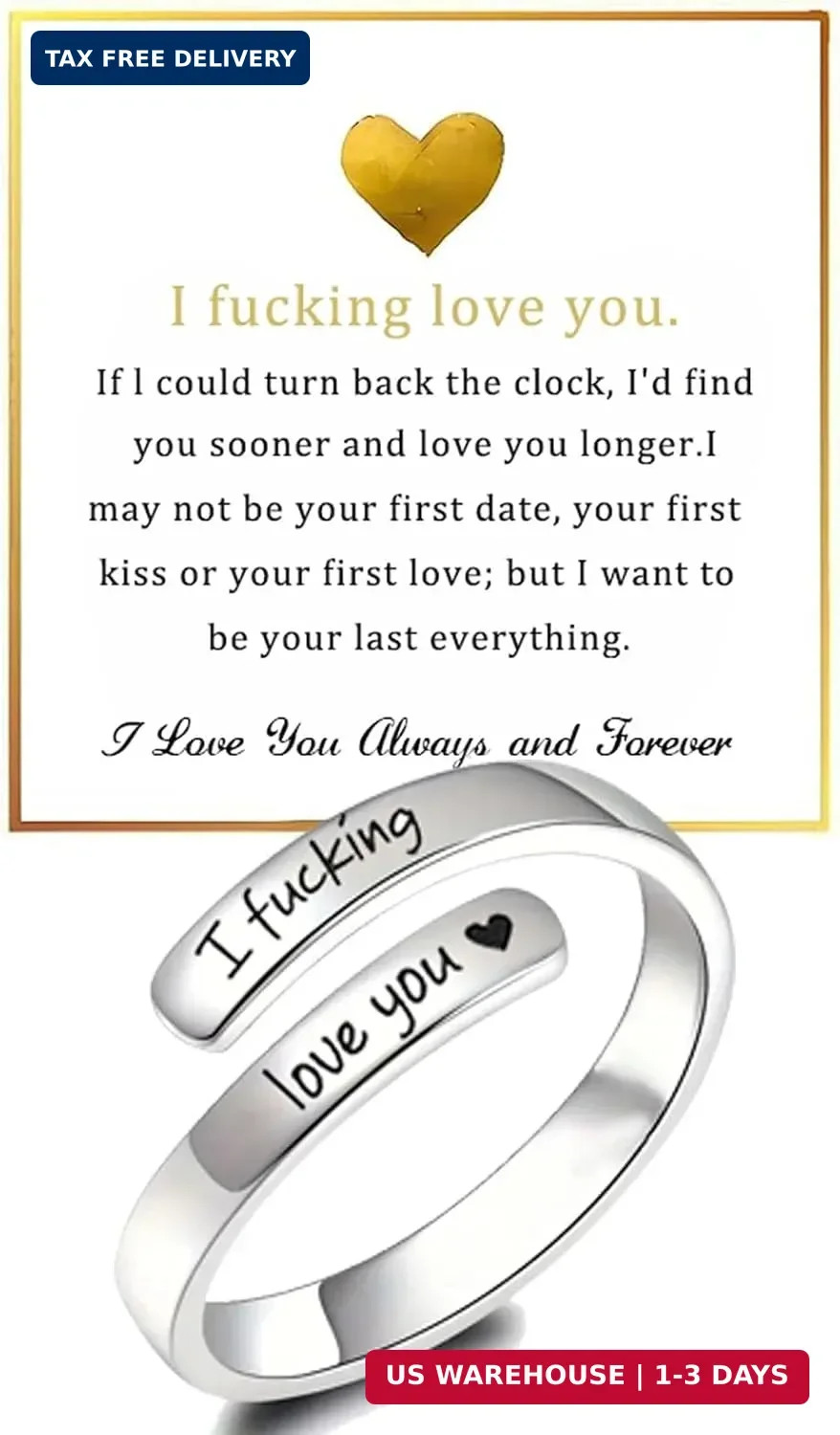Angyape Just Breathe Ring For Women, Adjustable Inspirational Heart Rings Stainl