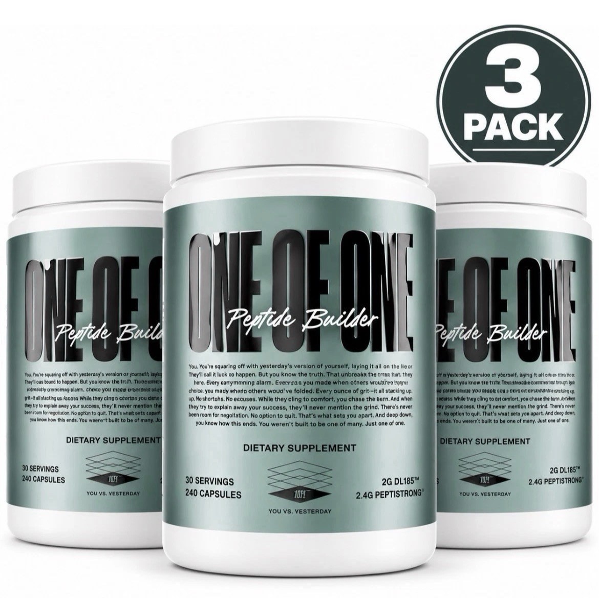 3 Bottles One Of One Peptide Builder With DL185 Peptistrong, 240 Capsules each 3 Bottles One Of One Peptide Builder With DL185 Peptistrong, 240 Capsules each