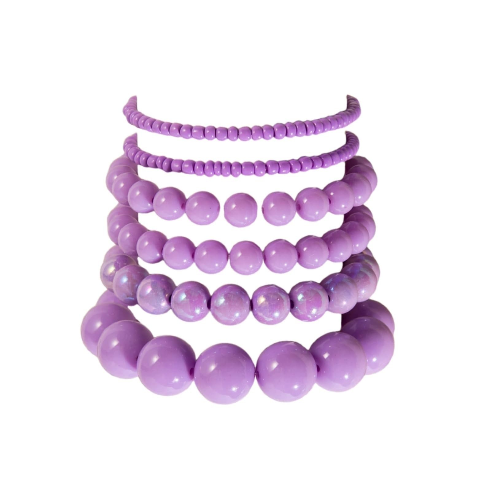 5/6Pcs Set Bohemian Colorful Mulyered Round Bead Stretch Adjustable Bracelet Ret 5/6Pcs Set Bohemian Colorful Mulyered Round Bead Stretch Adjustable Bracelet Ret