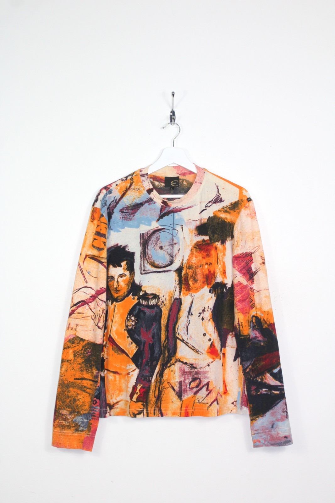 VINTAGE JUST CAVALLI OVERPRINTED NAPOLEON LONG SLEEVE SHIRT,SIZE:LARGE