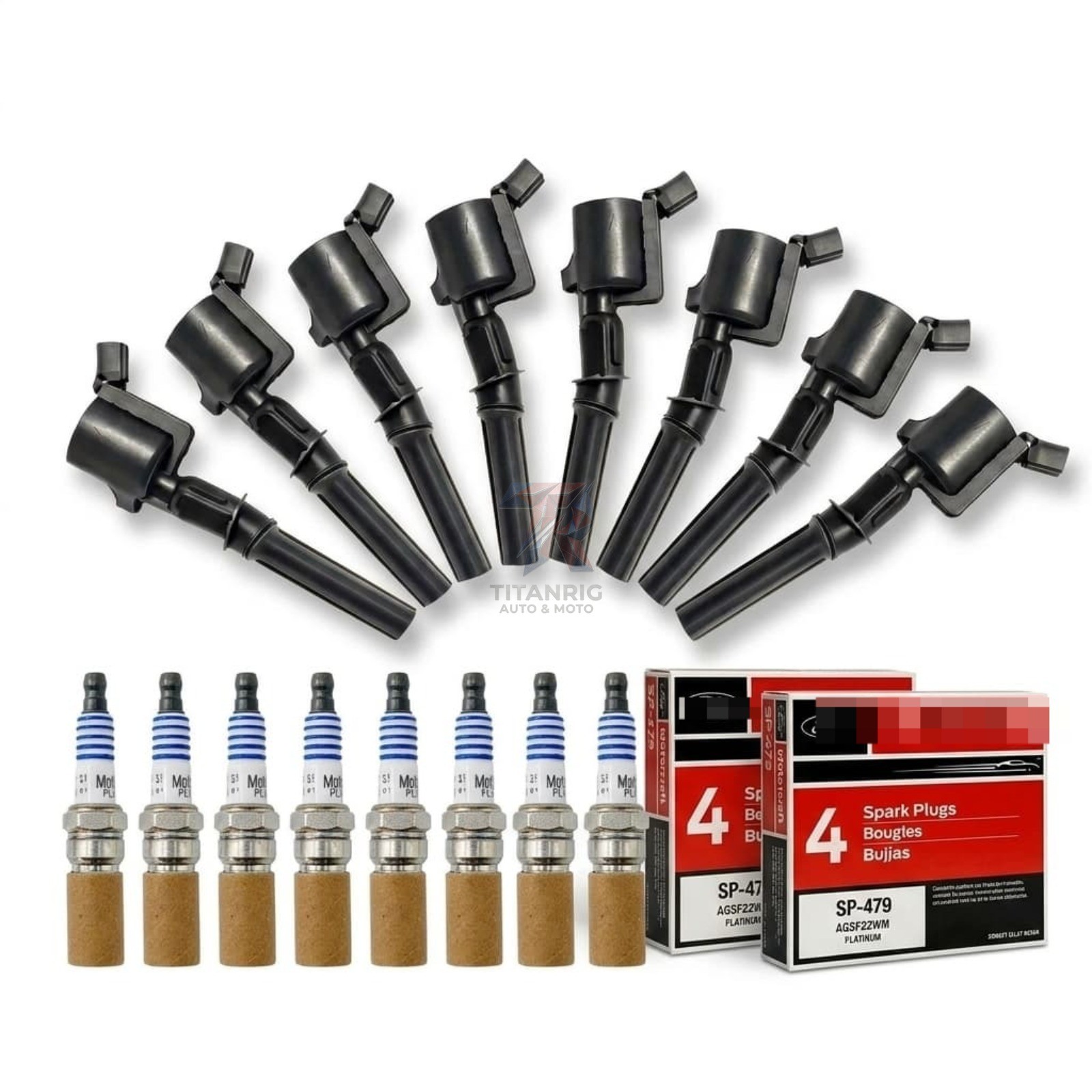 8X Ignition Coil DG508 Spark Plug Motorcraft SP479 Fits For Ford F150 4.6L 5.4L