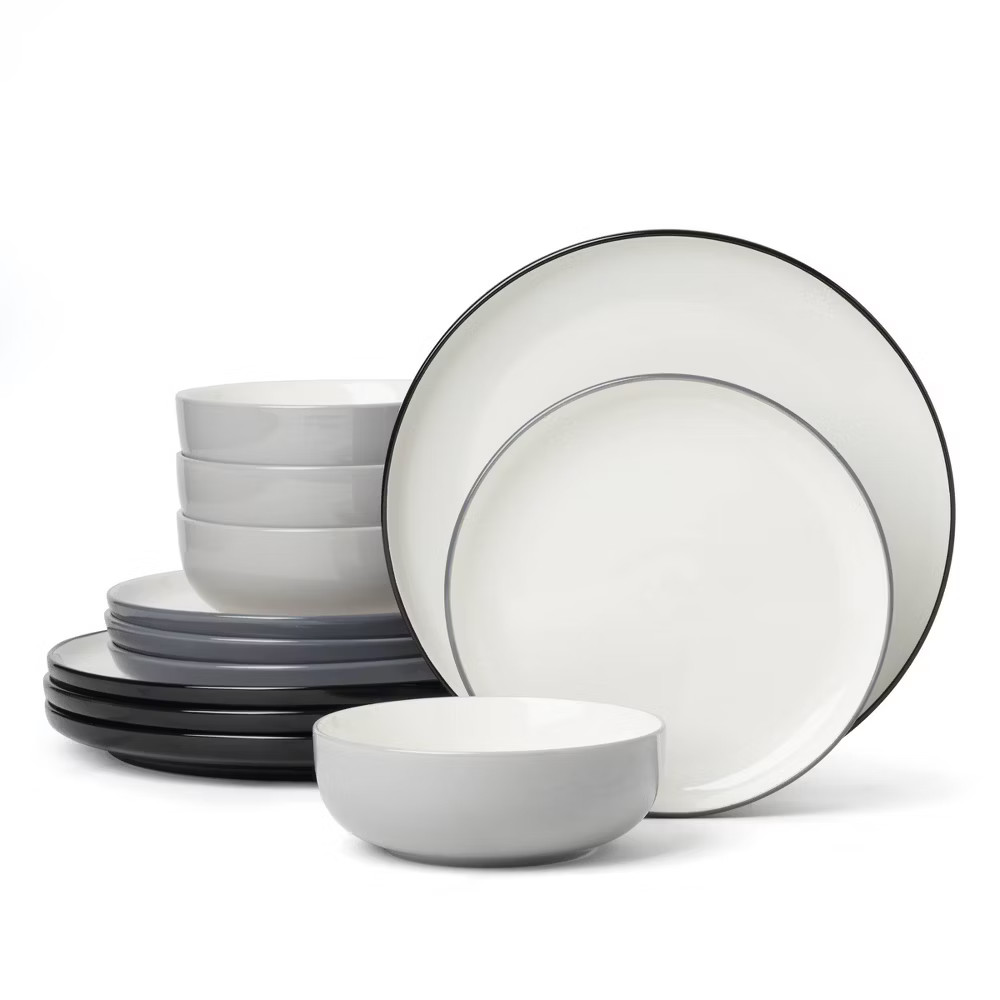 Oneida 12pc 24 Seven Colors Pumice Dinnerware Set