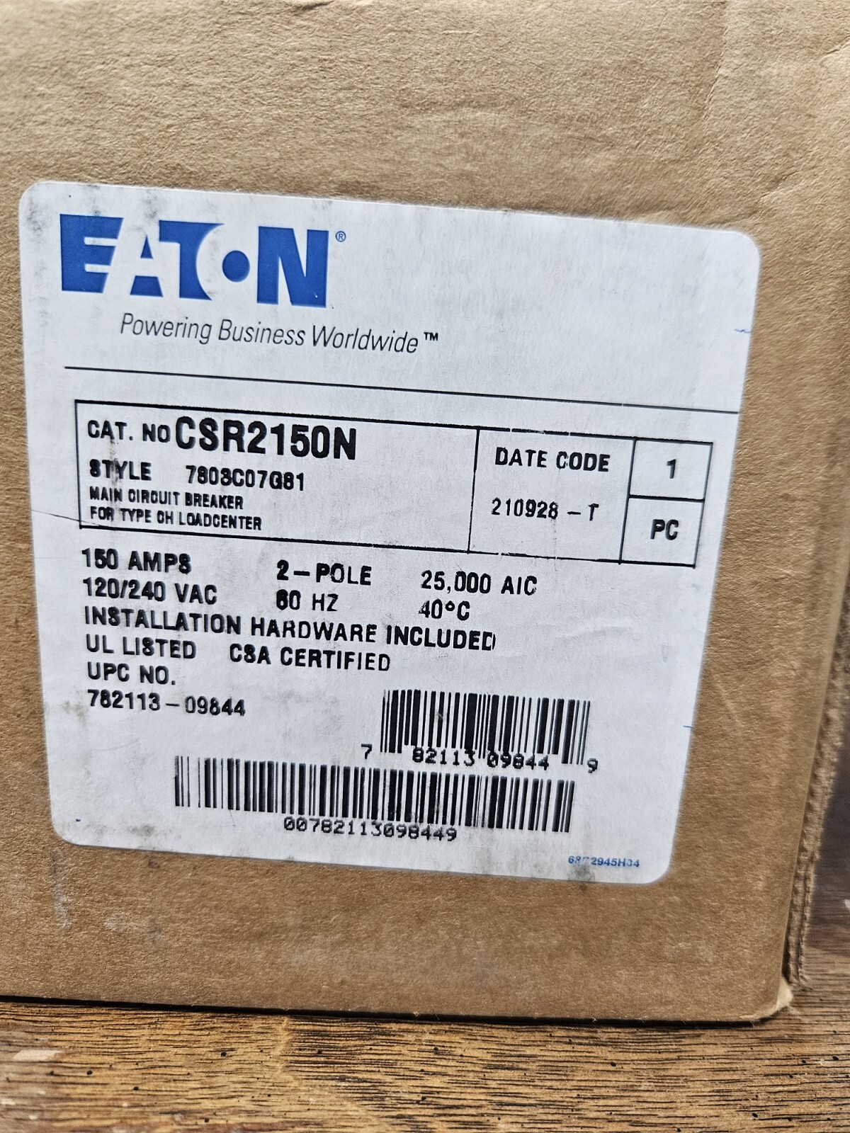 CSR2150N EATON NEW IN BOXES 26 AVAILABLE CSR2150N EATON NEW IN BOXES 26 AVAILABLE