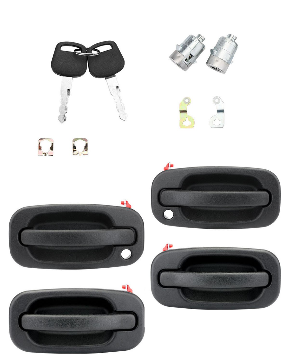 4X Exterior Door Handle Set w/ Lock Cylinders & Key For 99-07 GMC Cadillac Chevy