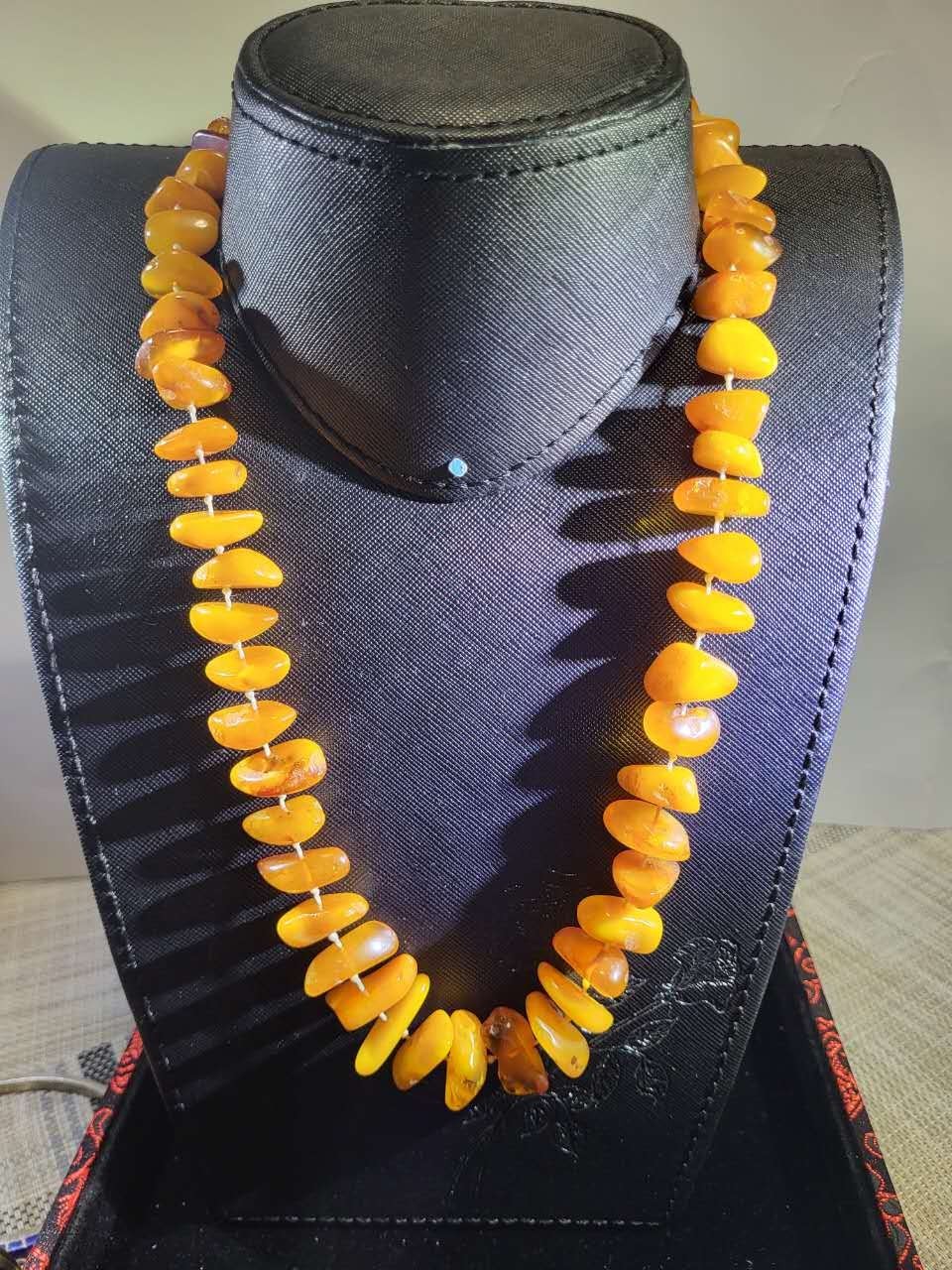 Vintage 1930s-1940s Natural Amber Nugget Bead Necklace 63g Honey Orange Baltic S