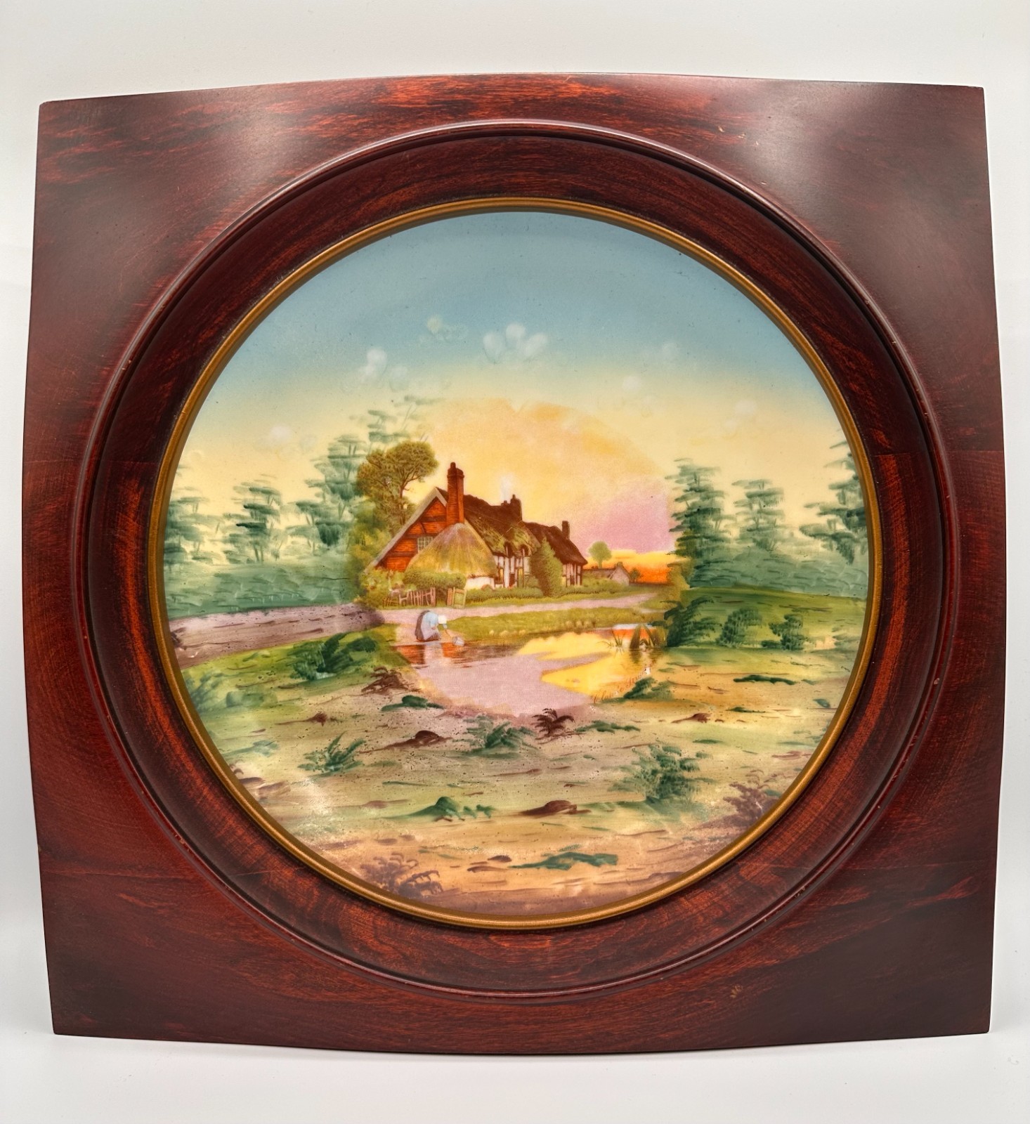 Antique Victoria Austria Hand Painted Porcelain Scenic Plaque c1890