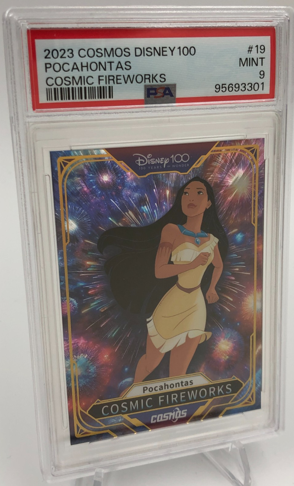 2023 Cosmos DISNEY 100 Card POCAHONTAS #19 Cosmic FIREWORKS graded PSA MINT 9