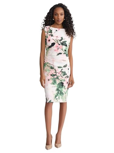 Kasper Women\'s Sleeveless Printed Side Pleat Sheath Dress Floral Size 12P