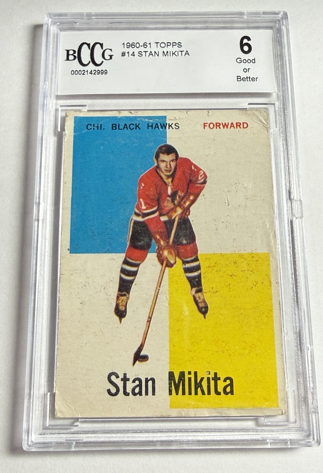 1960-61 Topps #14 Stan Mikita Chicago Blackhawks Rookie Card BCCG 6