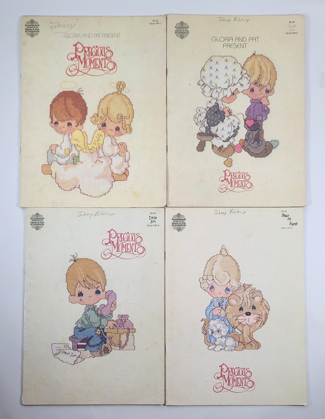 Precious Moments Lot of  4 Vtg 1980s Cross Stitch Patterns PM-1 PM-2 PM-3 PM-4