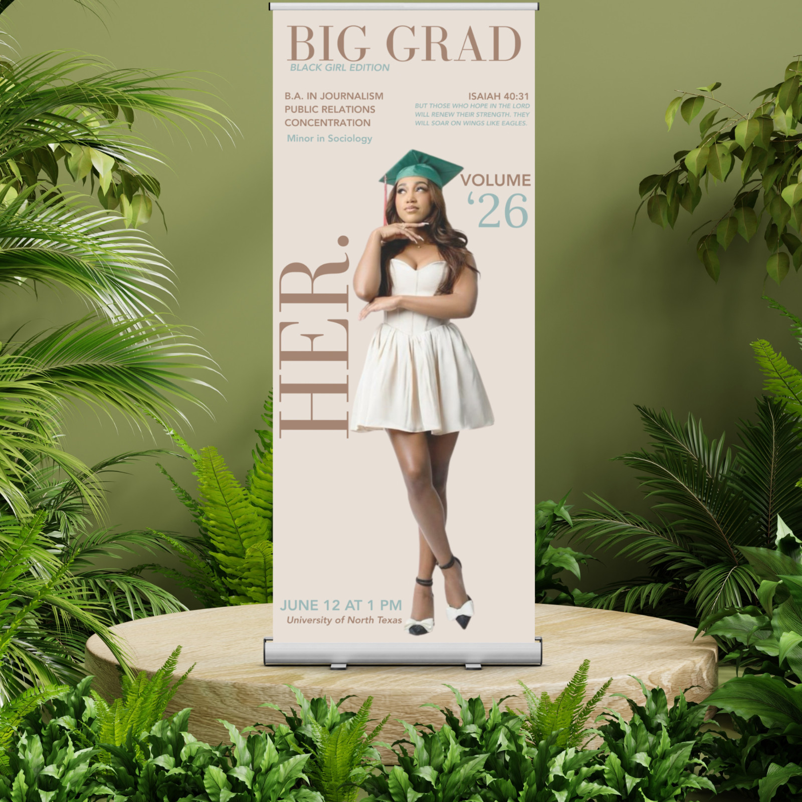 Personalized Big Grad Photo Retractable Roll Up Banner Stand - 33\