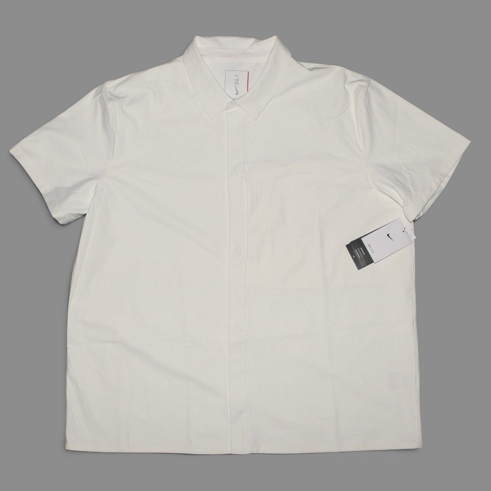 Nike 24.7 PerfectStretch Dri-FIT Snap Button Shirt Sail Mens Medium