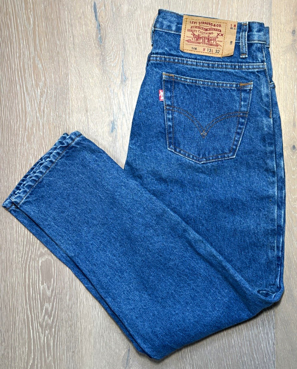 Vtg 80’s Deadstock Levis 501 USA Jeans Misses 13L 32 (32x29) Taper Wash