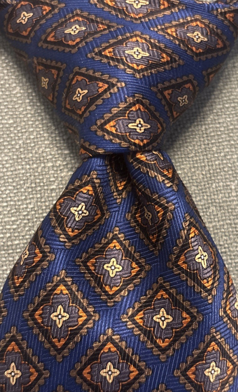 Vintage Tie Mens Extra Long Blue Medallion Star JZ RICHARDS Nordstrom USA Made