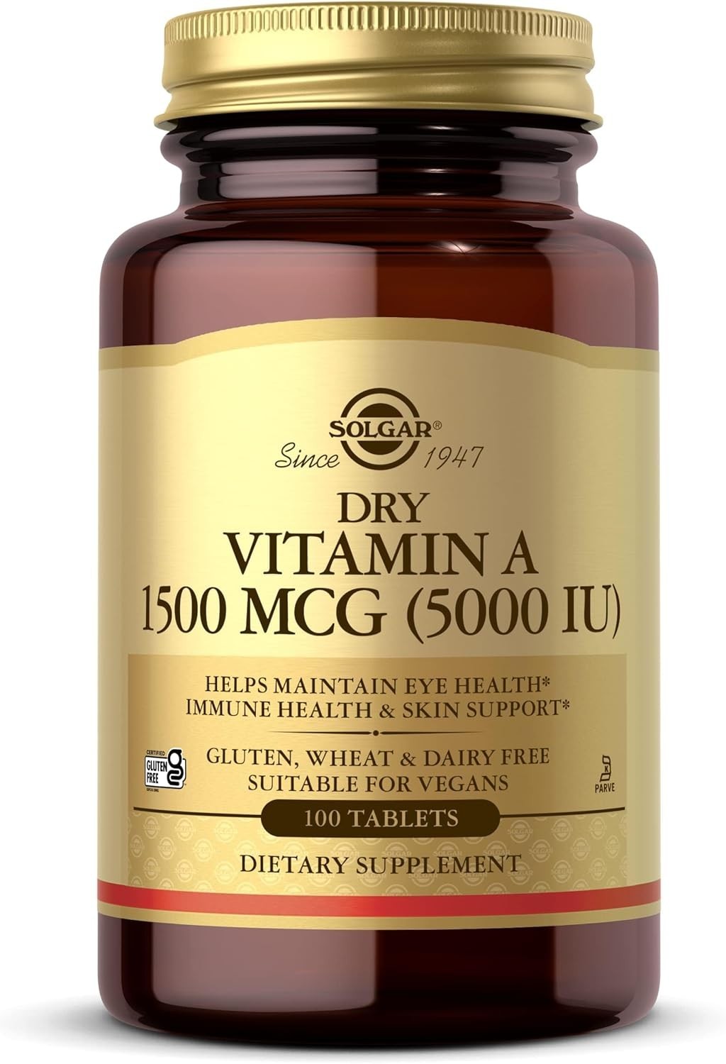 Solgar Dry Vitamin A 1500 mcg (5000 IU), 100 Tablets - Supports Healthy Eyes, Sk