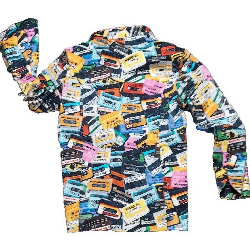 NWT Loudmouth Chef Coat Cotton Medium Bright Fun Mixtape Pattern