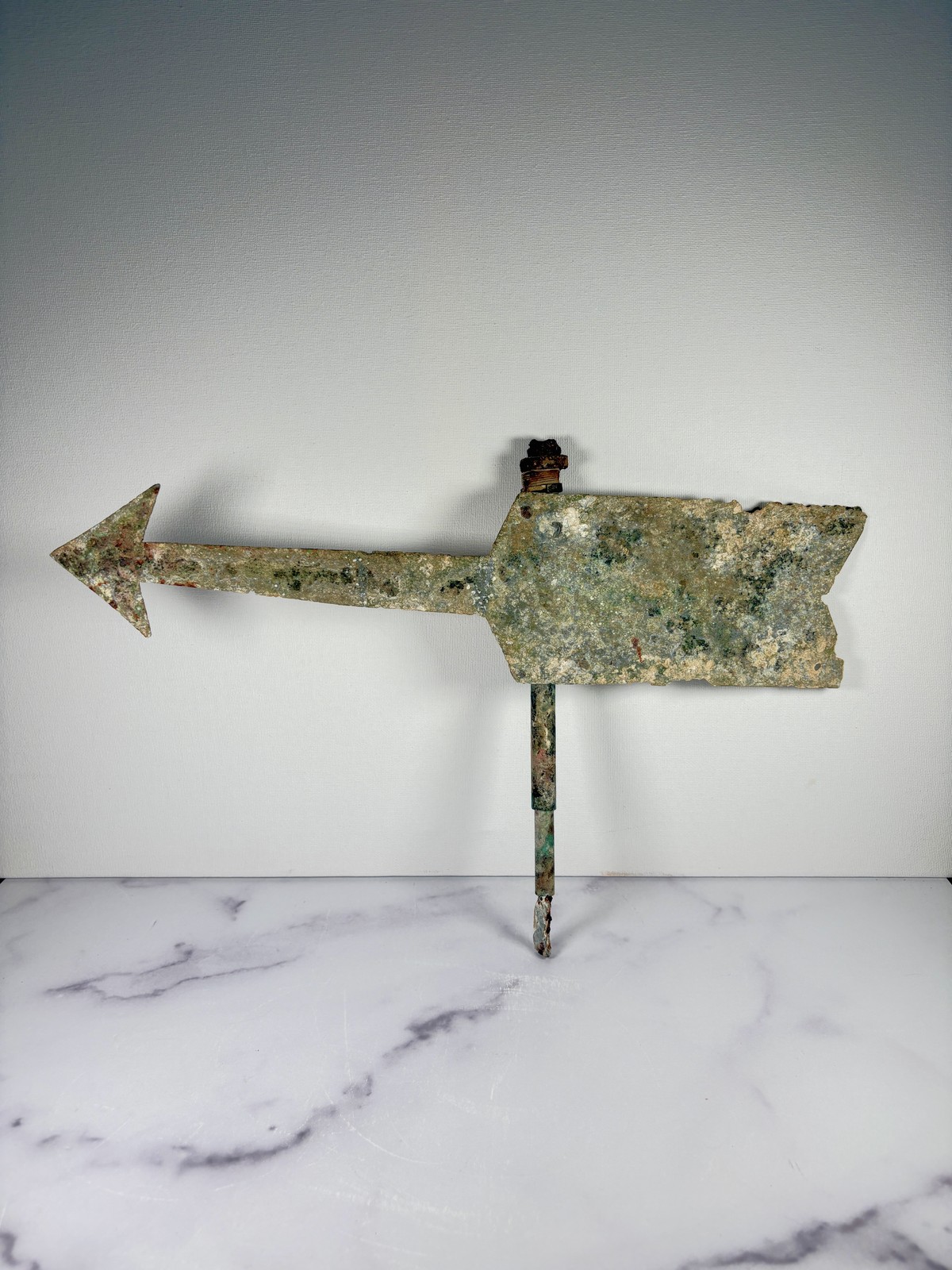 Antique 19thC Copper Arrow Weathervane - New England Folk Art Verdigris 16.5\