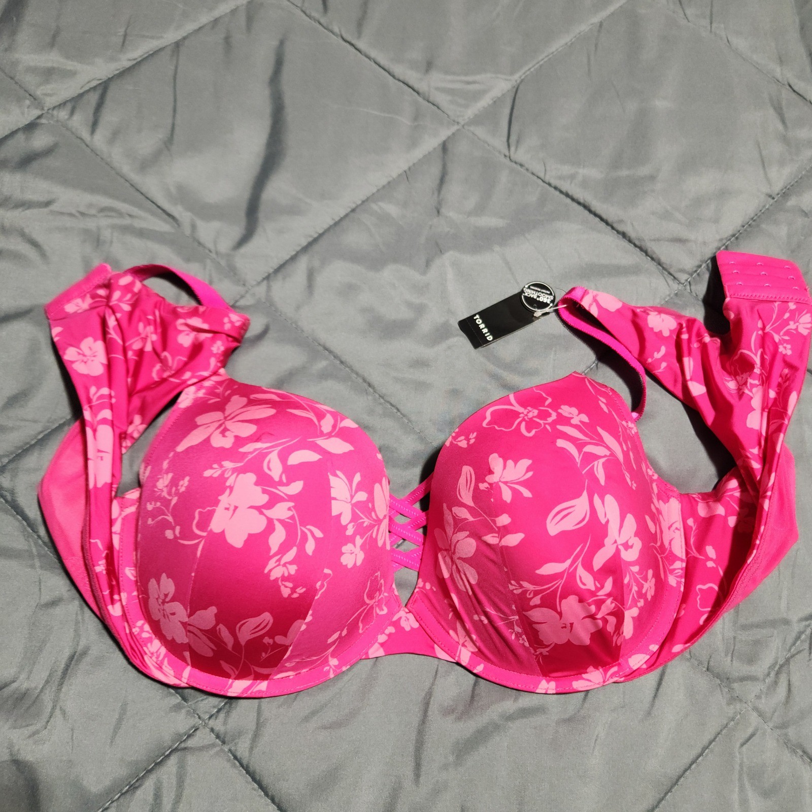 Torrid XO Plunge Push-Up Bra 42D Kaina Floral 360 Back Smoothing NWT
