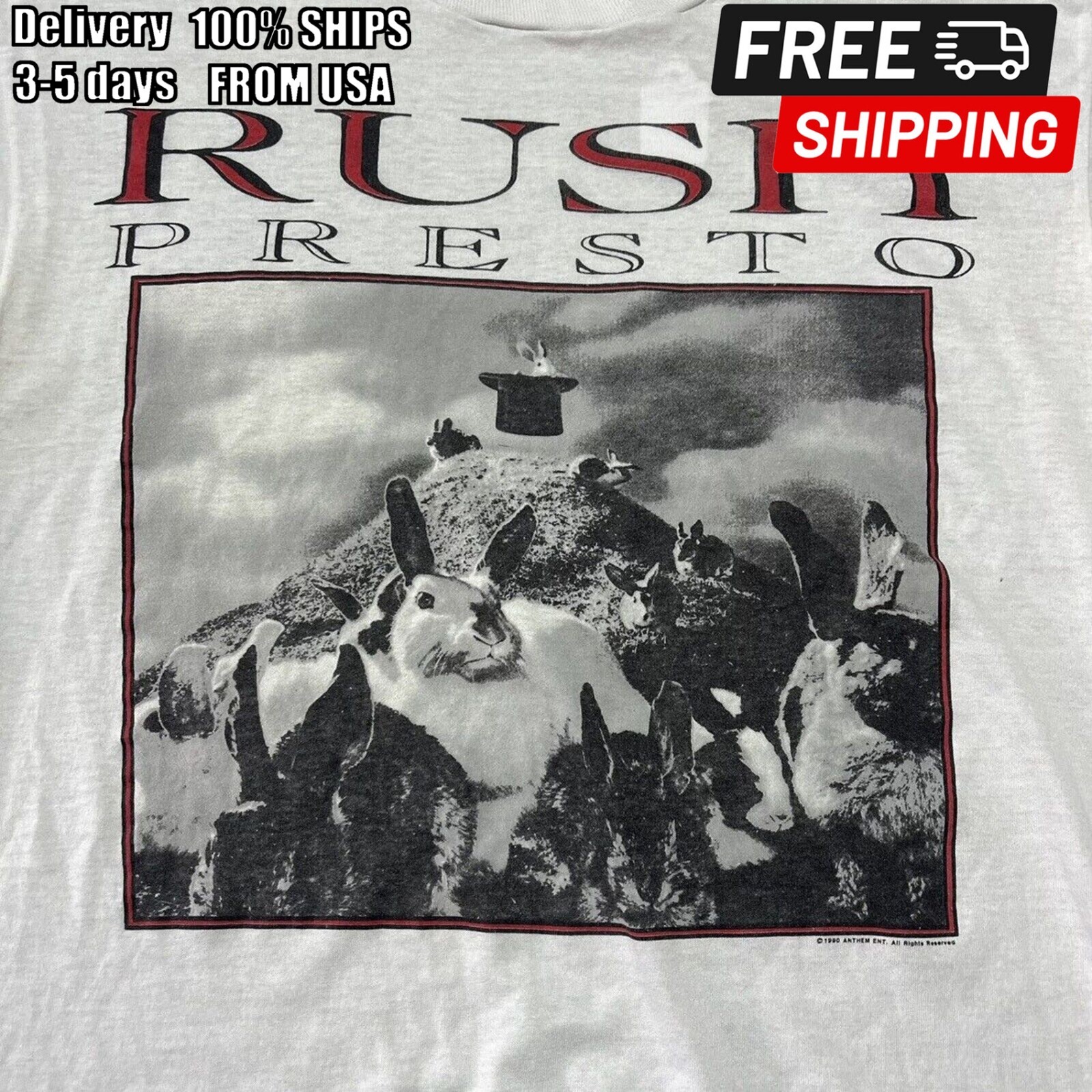 Rush Presto 1990 Vintage Progressive Rock Tour Concert Graphic Tee