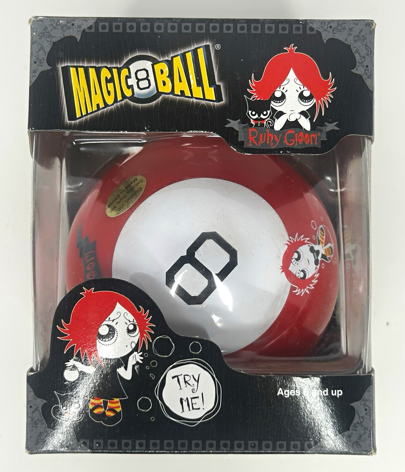 Ruby Gloom Magic 8 Ball Red Goth Fortune Toy NIB Sababa Toys 2004 Mighty Fine