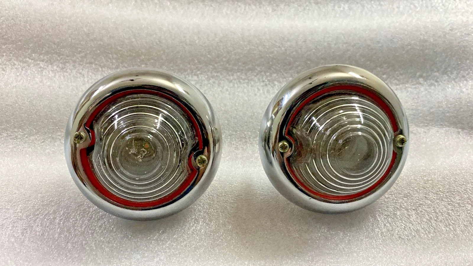 JEEP WILLYS PARKING TURN SIGNAL INDICATOR CLEAR GLASS LIGHT PAIR CHROME