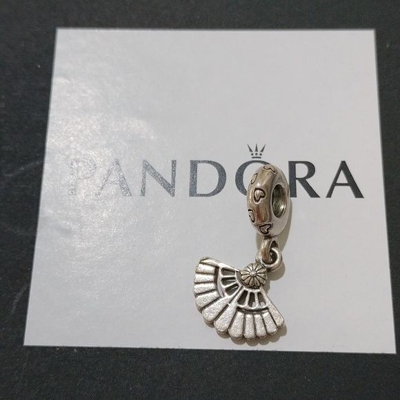 Pandora Hearts Aflutter Retired Sterling Silver Fan Dangle Bead - 791110