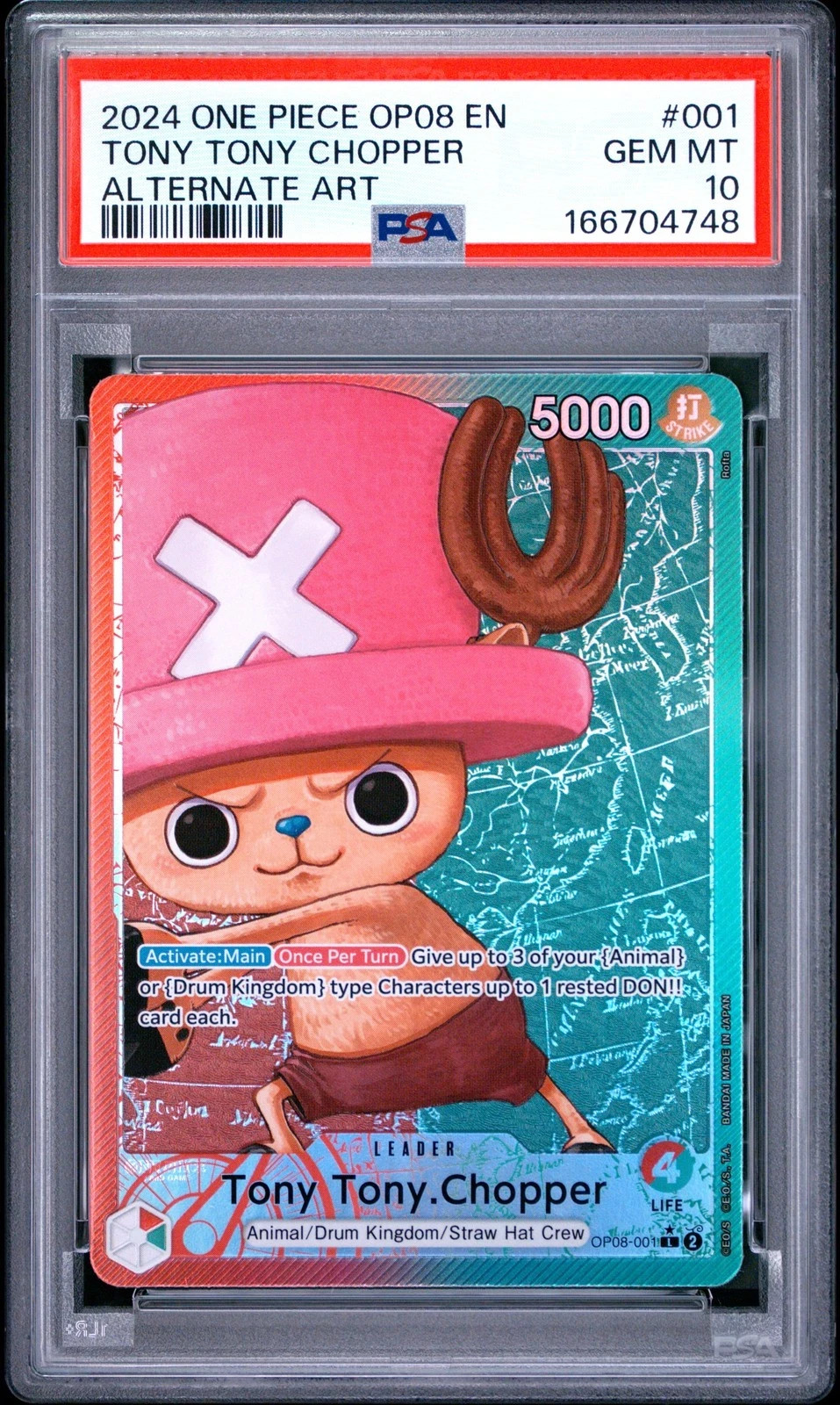 2024 ONE PIECE OP08-TWO LEGENDS ALTERNATE ART #001 TONY TONY CHOPPER 