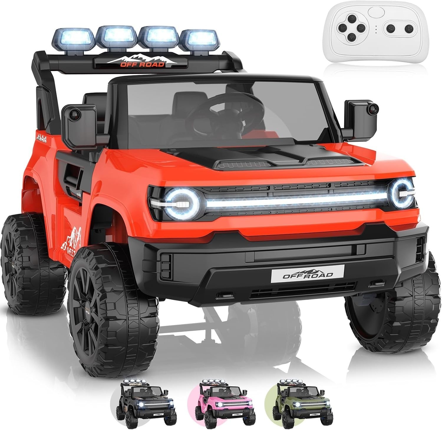 24V Electric Ride on Car for Kids, 4WD/2WD Switchable, LED Light, Back Storage 24V Electric Ride on Car for Kids, 4WD/2WD Switchable, LED Light, Back Storage