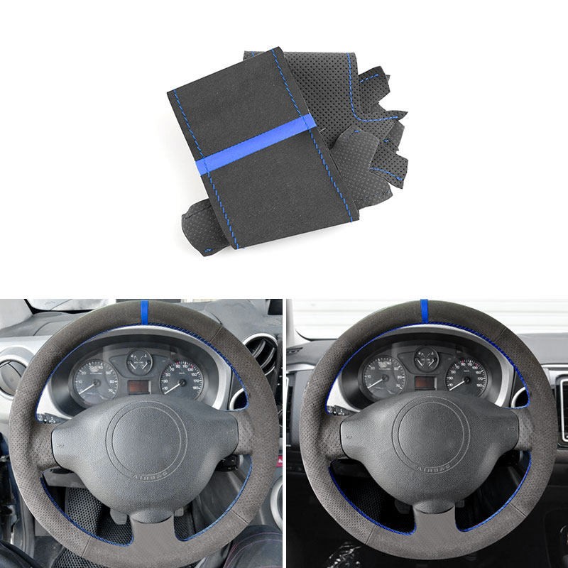 Suede Black-Blue Steering Wheel Leather Cover For Toyota Proace 2013-16 Citroen