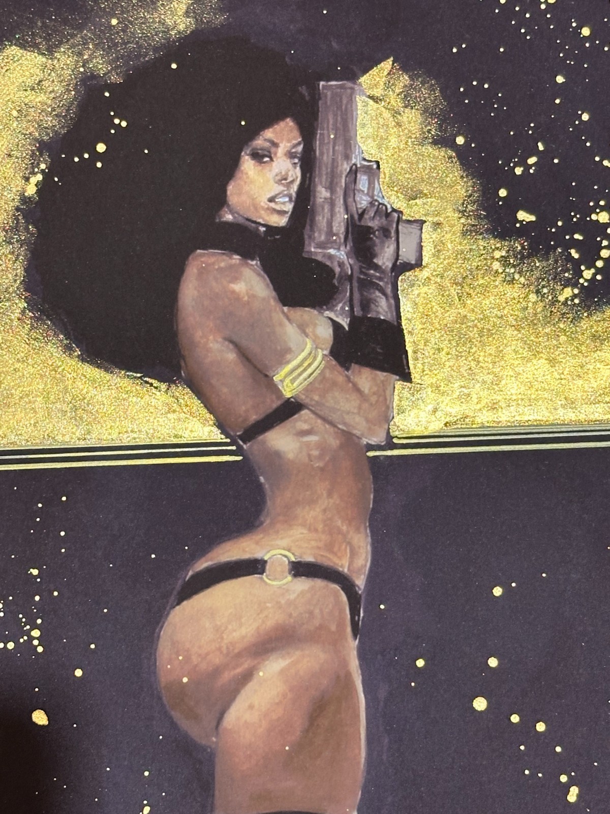 Mark Beachum LE GOLD LEAF embellished giclee DEADLY NIGHTSHADE BAD GIRL pin-up
