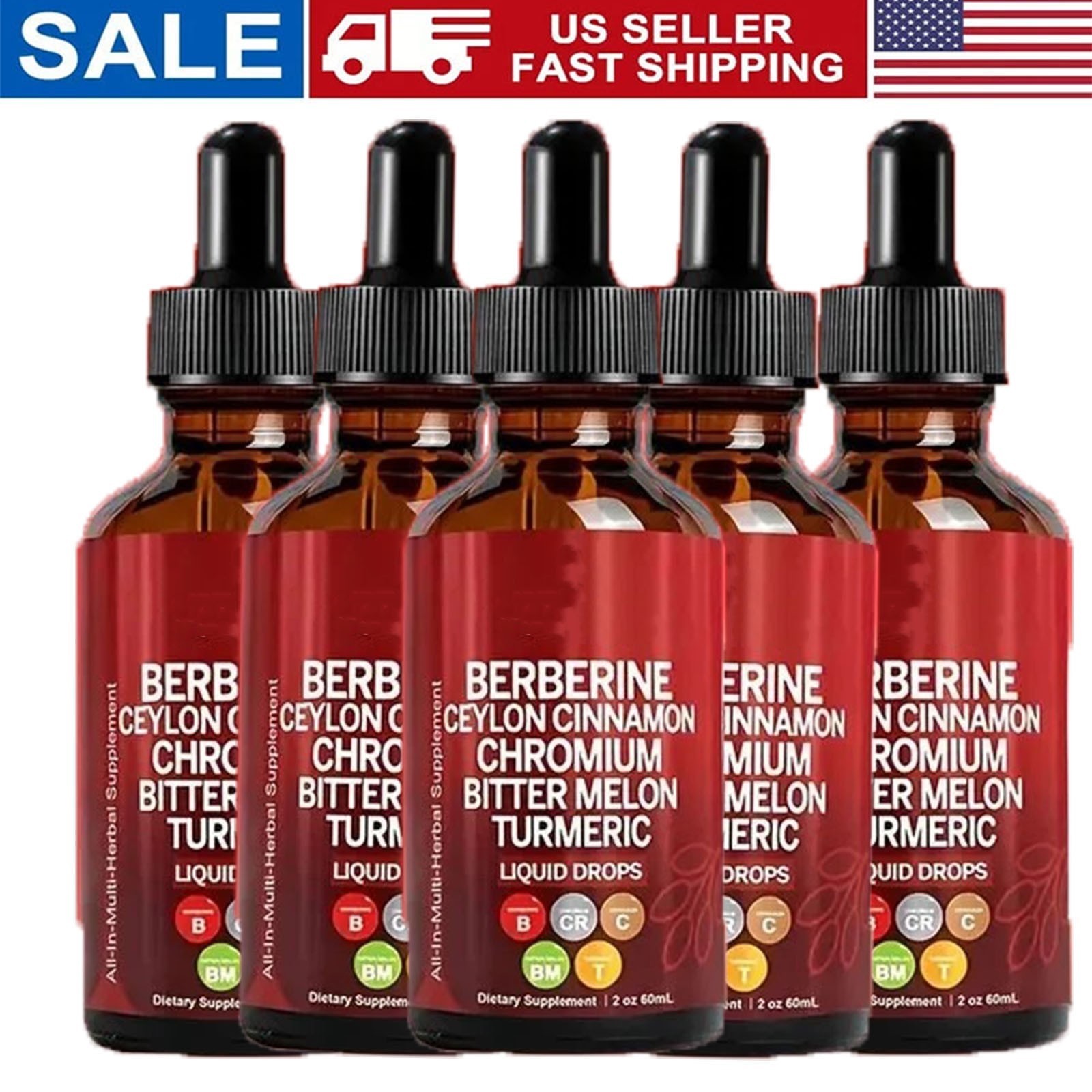 5/3PACK Clean Nutra Berberine with Ceylon Cinnamon Supplement Liquid Drops NEW**