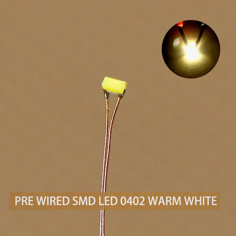 20pcs Pre-wired micro 0.1mm Copper Wire SMD LED 0402 Warm White Lights C0402WM