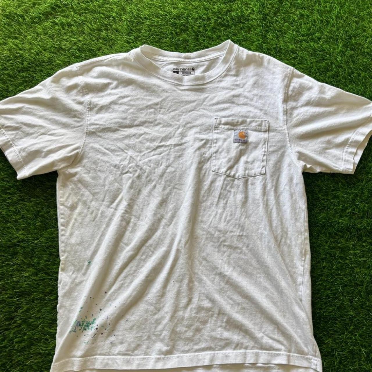 Vintage Carhartt Loose Fit Pocket Tee White Paint Splattered Distressed Vintage Carhartt Loose Fit Pocket Tee White Paint Splattered Distressed