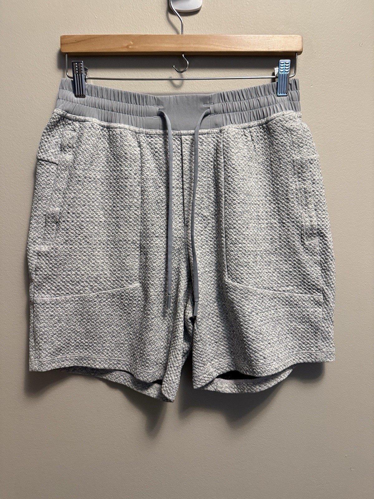 Lululemon At Ease Shorts Mens 7” Textured Heathered Melody Grey Stretch Medium