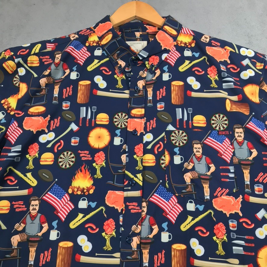 RSVLTS City of Pawnee Ron Swanson Shirt Parks & Rec Shirt Of Greatness Mens XXL RSVLTS City of Pawnee Ron Swanson Shirt Parks & Rec Shirt Of Greatness Mens XXL